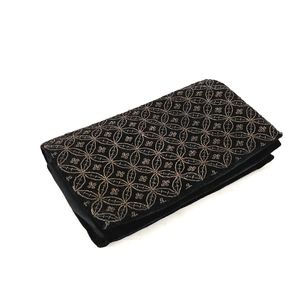 50s Black Velvet Genuine Gold & Silver Thread Indian Evening Clutch